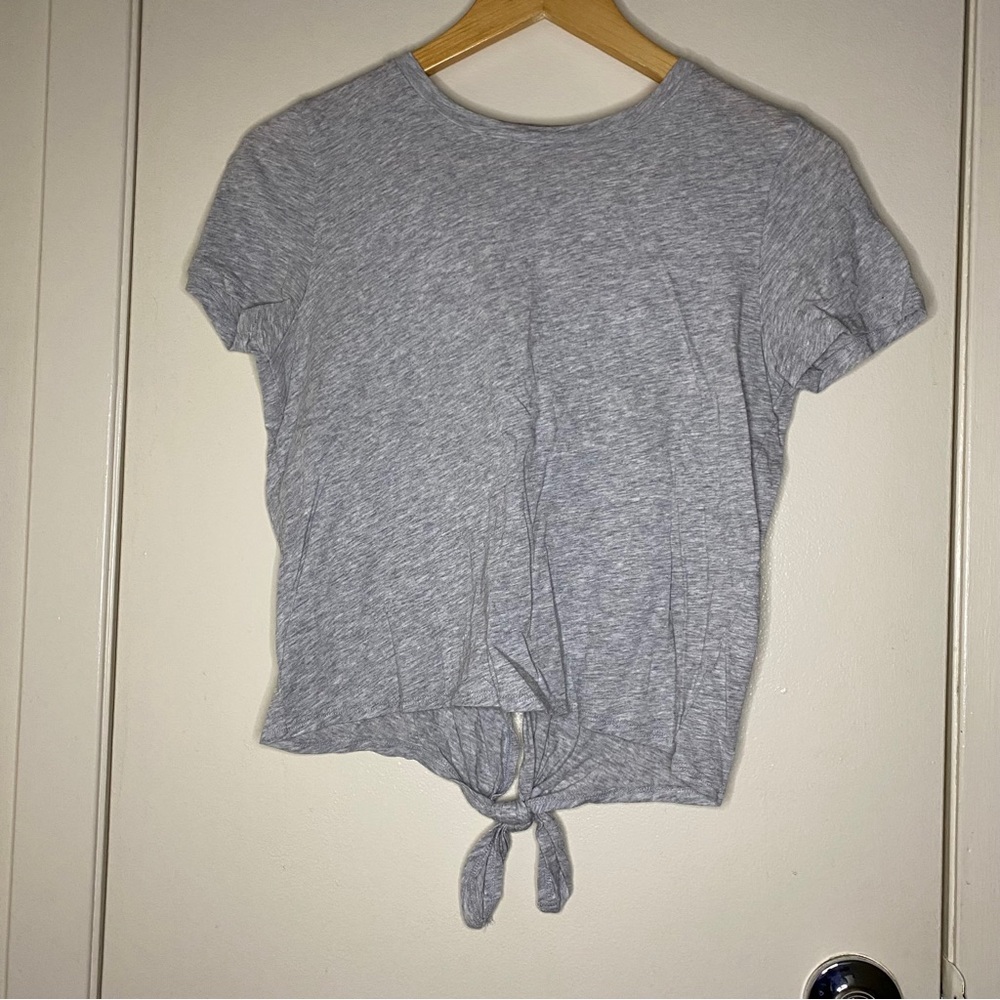AERIE Heather Gray Tie Back Tee